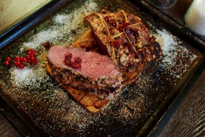 SEASONED ROLLED LAMB LEG ROSE + MINT